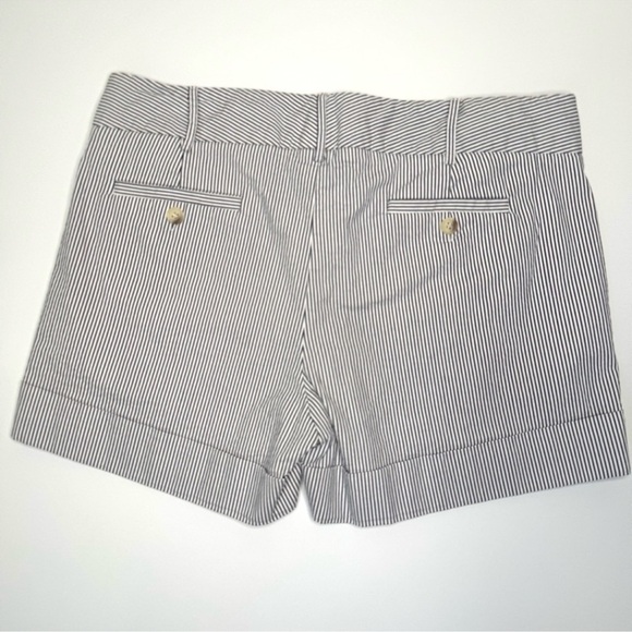 CYNTHIA STEFFE Seersucker Striped Cuffed Shorts 4” Cotton Blend Blue and White - Picture 6 of 15